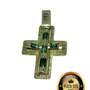 Crucifijo en Plata 925 con Esmeraldas