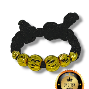 Anillo Balines Diamantados en Oro 18k