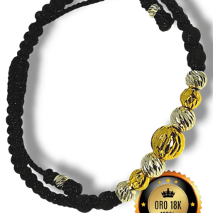 Pulsera Nueve Balines Diamantados en Oro 18k y Plata 925