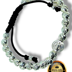 Pulsera San Benito Balines Diamantados en Plata 925
