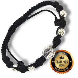 Pulsera San Benito Cuatro Balines Diamantados en Plata 925